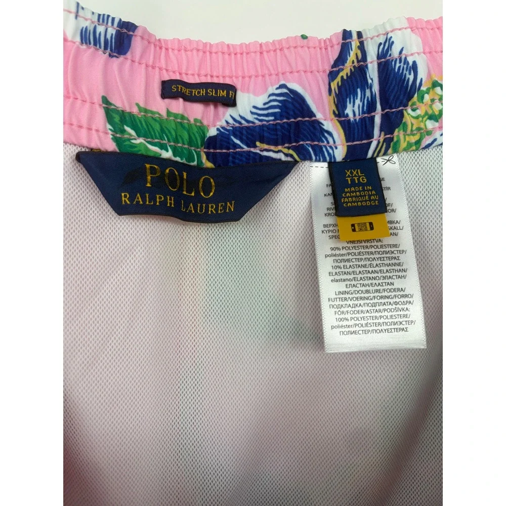Polo Ralph Lauren Men XXL Pink Hibiscus Floral Tropical Swim Trunks Slim Fit New